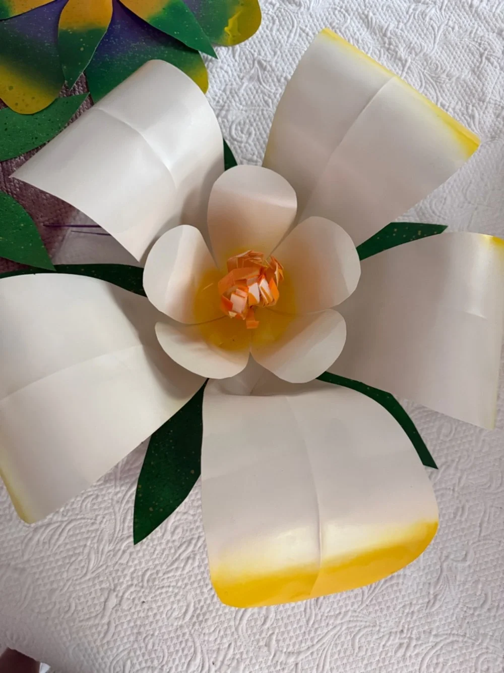 Handmade Decorative paper Flower Wall Art bundle of 4 Mardi Gras